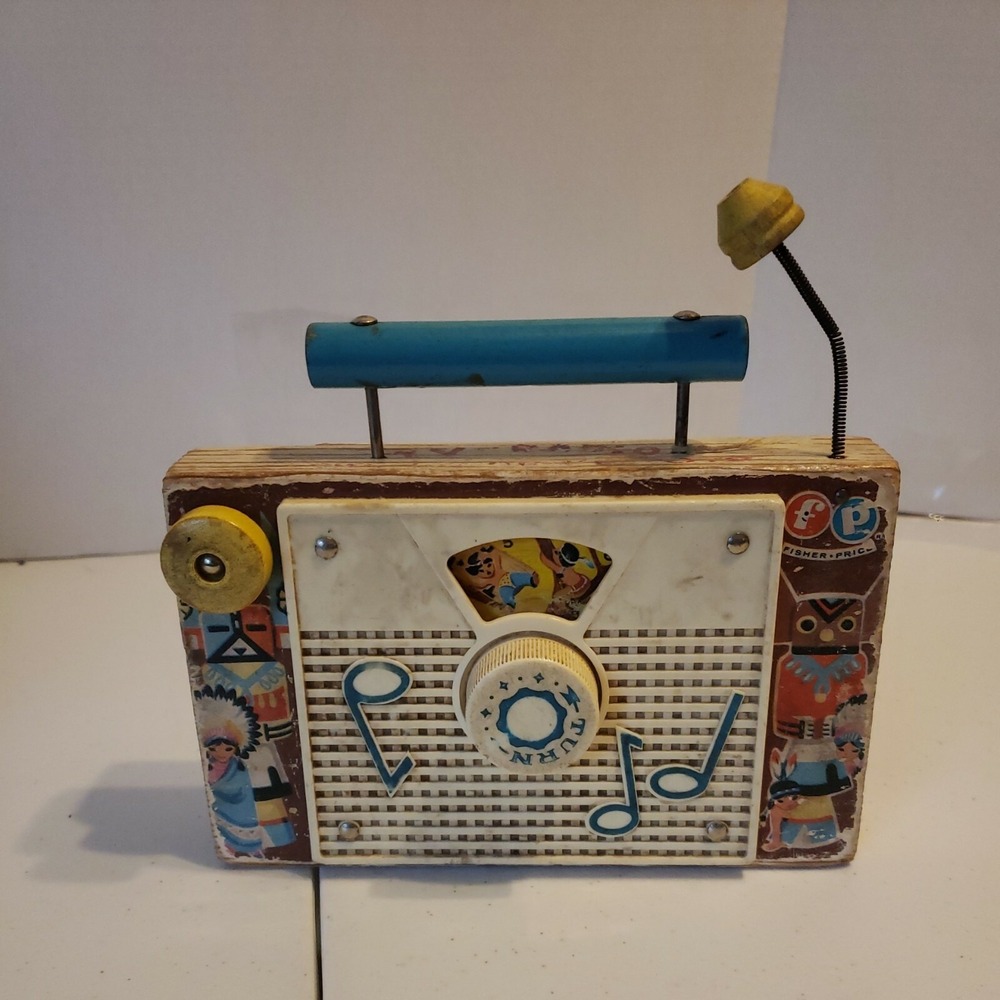Vintage Wooden Fisher Price TV Radio WORKS